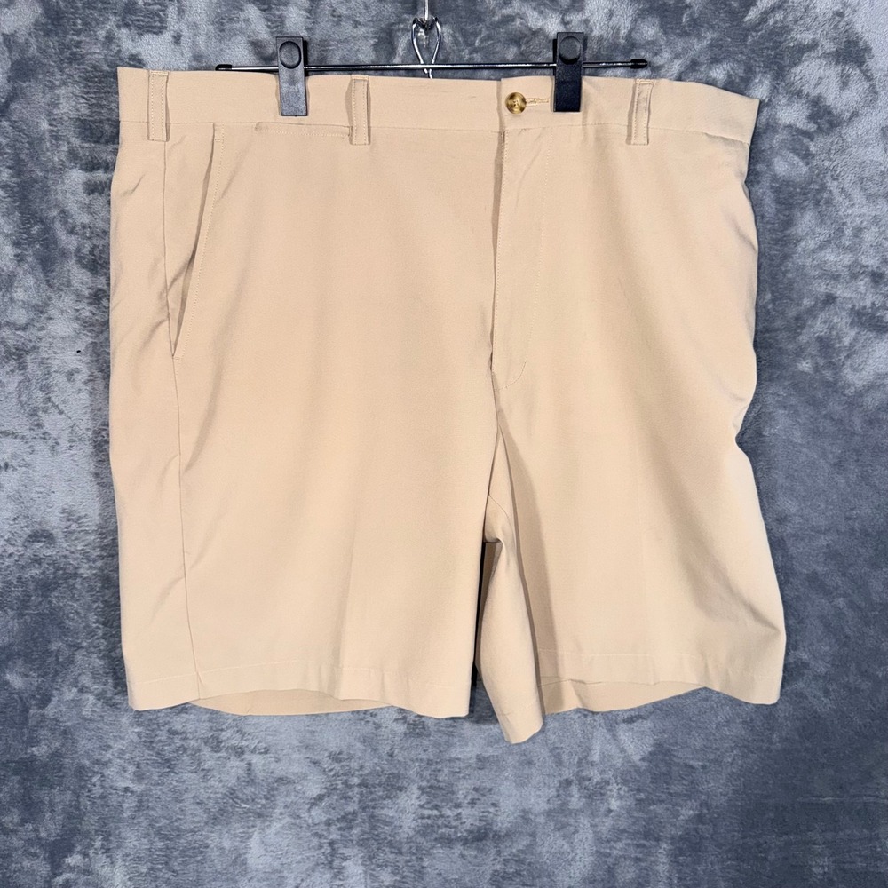 PGA Tour Mens Golf Shorts Tan Chino‎ Flat Front Performance